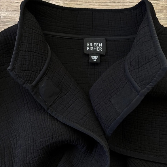Eileen Fisher Silk Blend Textured Jacket Stand Collar Magnetic Closure Medium - Picture 5 of 9